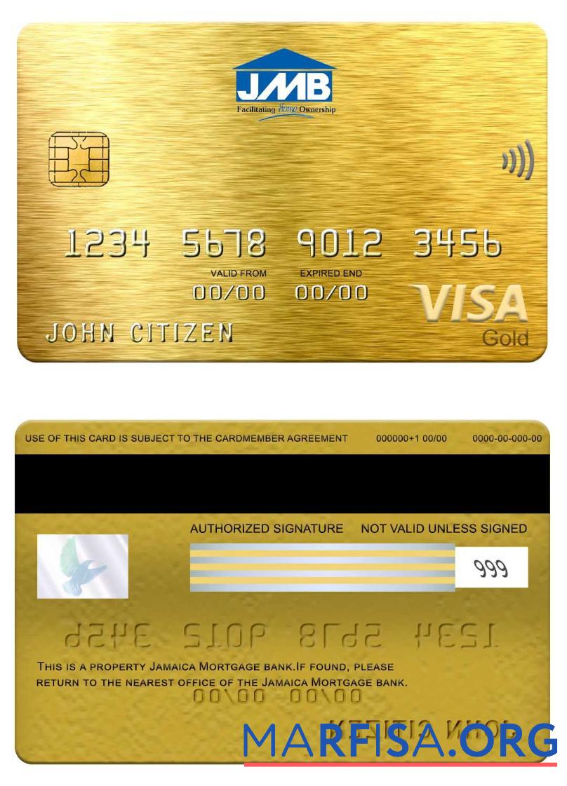 Realistic Jamaica Mortgage bank visa gold card sample